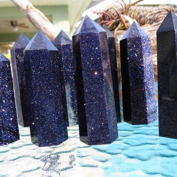 Blue Goldstone, Sandstone Gemstone Crystal Tower, - Picture 2 of 2